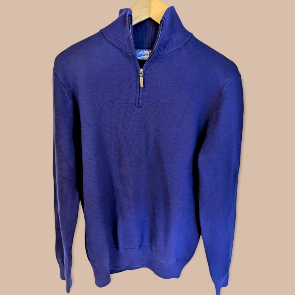 Price drop.So warm. Jeremy Argyle NYC Merino Wool Quarter zip pullover purple M - Picture 1 of 6